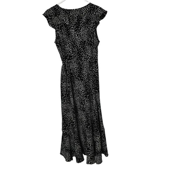 Max Studio Black Cream Pink Wrap Ruffle Maxi Dress - Picture 9 of 9